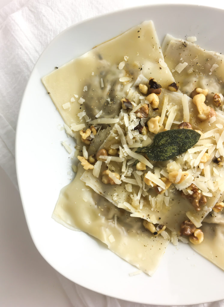 Sausage Mushroom Ravioli with Sage Brown Butter Sauce (No Pasta Equipment Needed!)