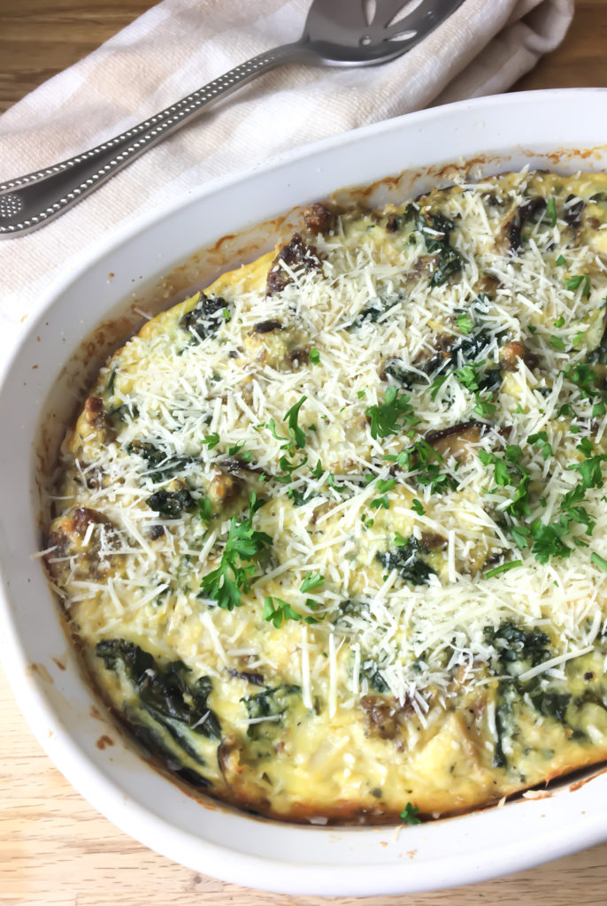 Kale Sausage Mushroom Breakfast Casserole - Fridge to Fork