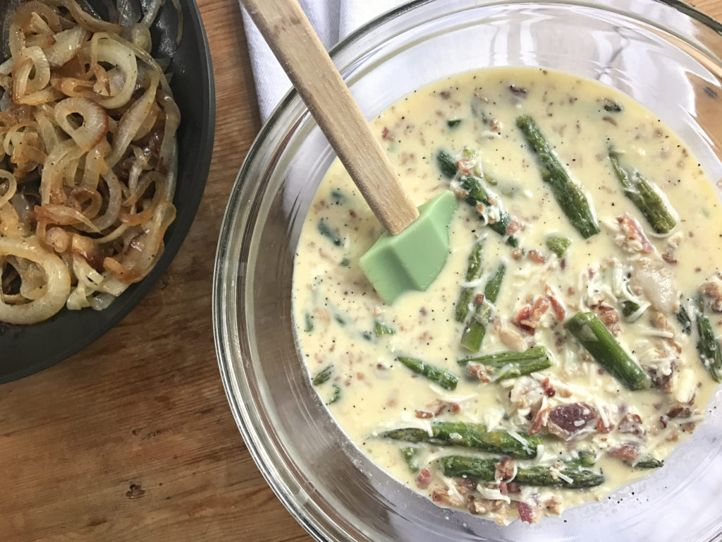 Asparagus, Bacon + Caramelized Onion Quiche - Fridge to Fork