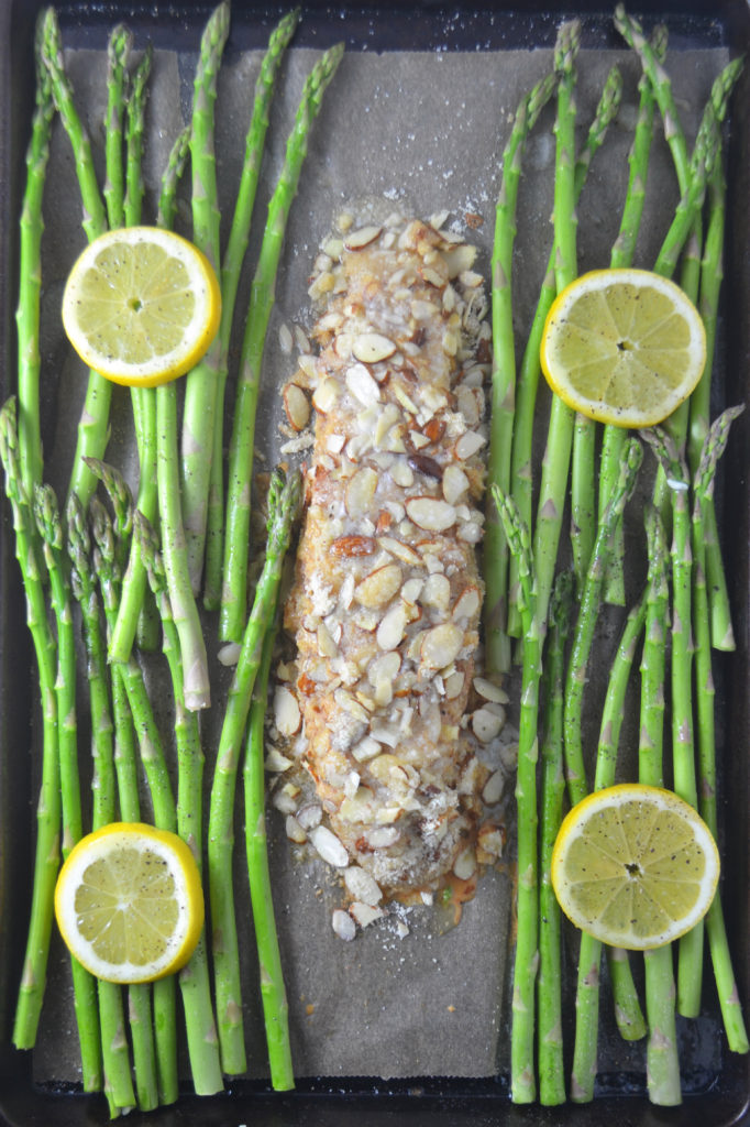 Sheet Pan Snapper Amandine with Asparagus - Fridge to Fork