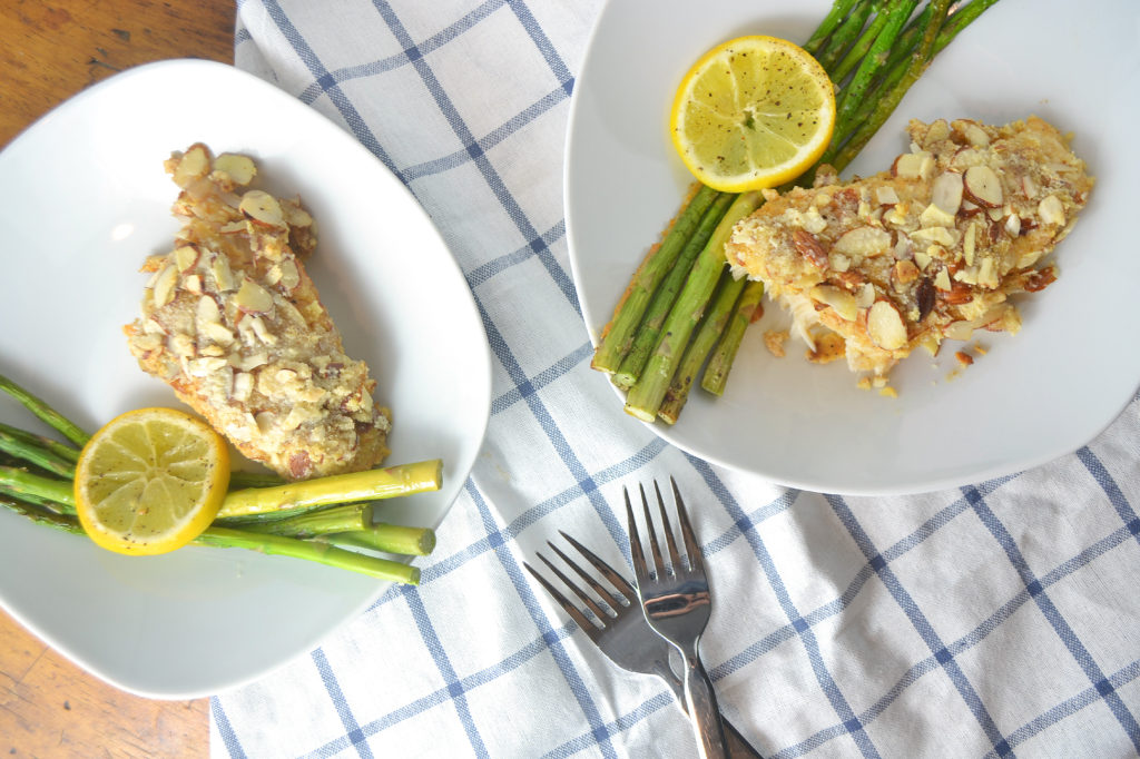 Sheet Pan Snapper Amandine with Asparagus - Fridge to Fork