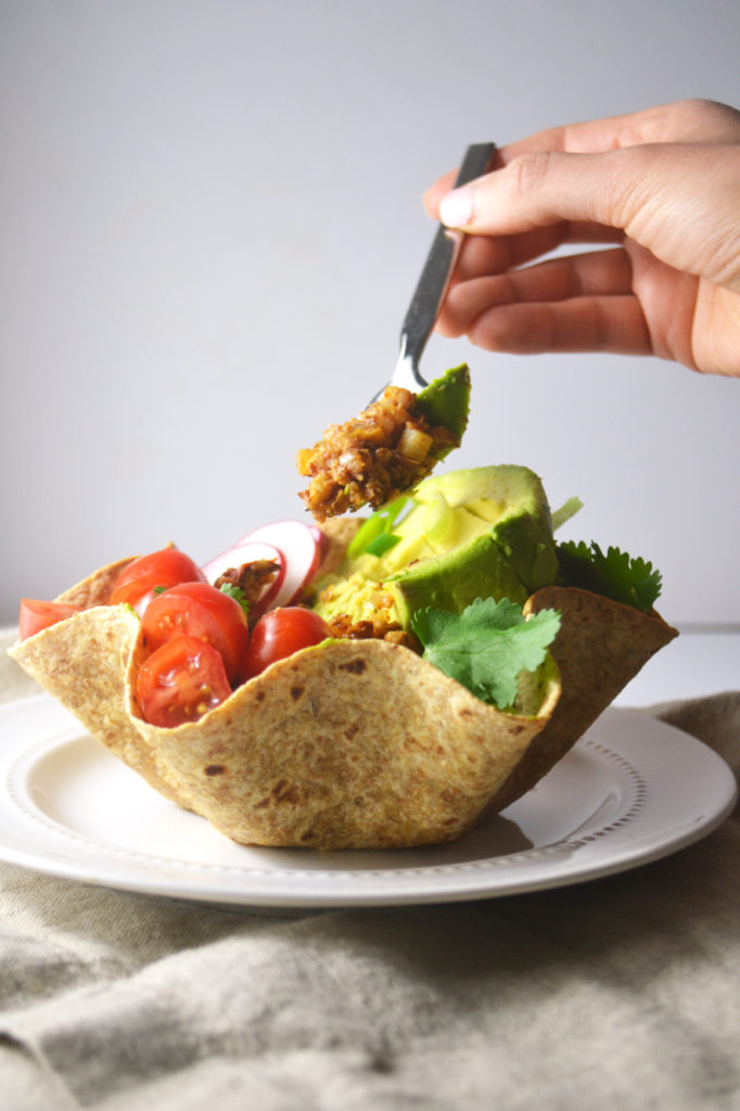 Cauliflower Walnut Meat Taco Salad - Fridge to Fork