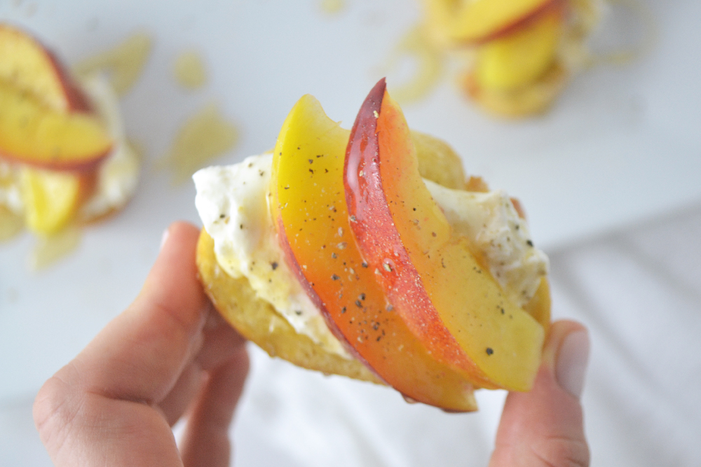 Crostini with Burrata + Peaches - Fridge to Fork