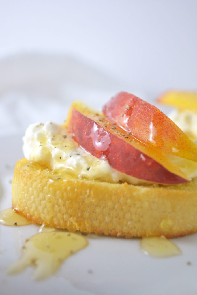 Crostini with Burrata + Peaches - Fridge to Fork