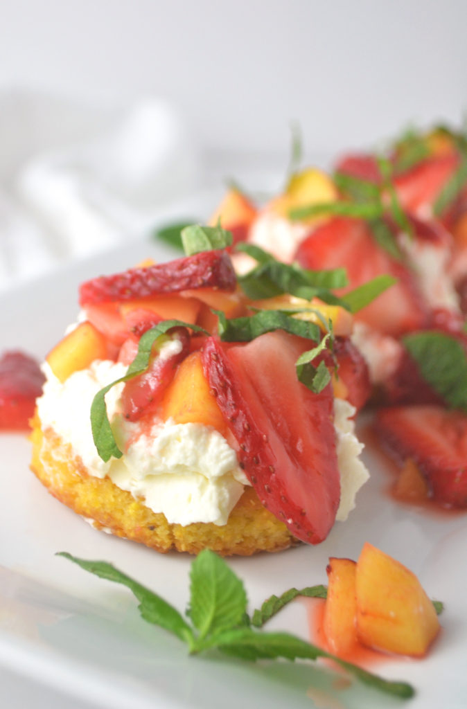 Strawberry Cornbread "Shortcake" Peaches + Mint - Fridge to Fork