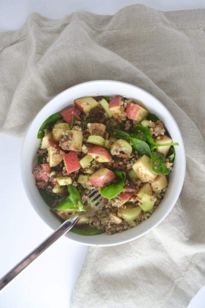 Apple + Quinoa Salad with Hot Walnut Bacon Dressing | Fridge to Fork