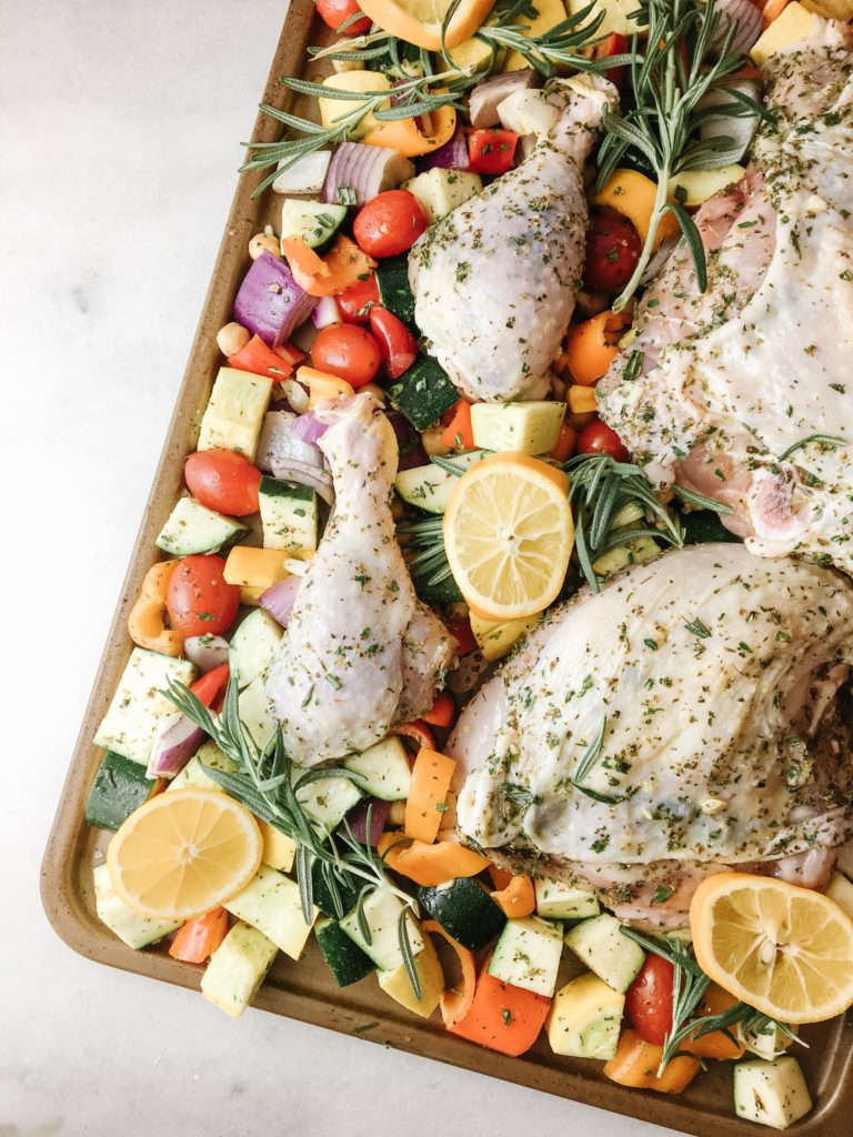 Sheet Pan Mediterranean Chicken + Veggies