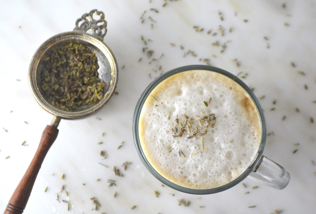 Lavender Latte with Almond Milk + Honey - Fridge to Fork